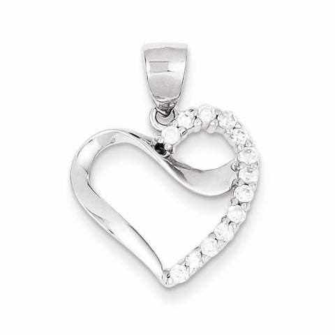Sterling Silver CZ Heart Pendant, Alluring Pendants for Necklace