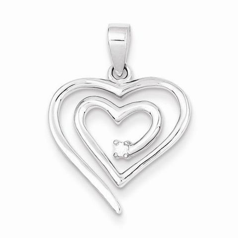 Sterling Silver Single CZ Heart Pendant, Pendants for Necklace