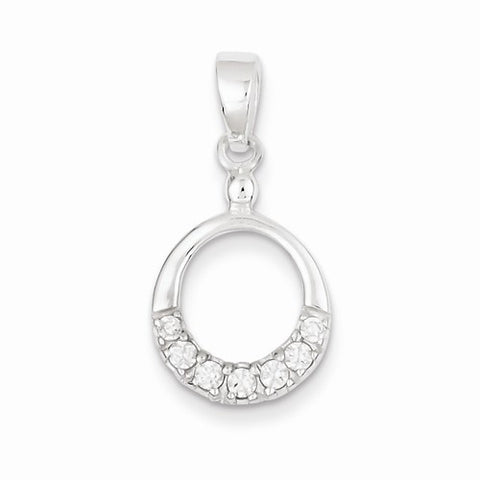 Sterling Silver White CZ Round Pendant, Pendants for Necklace