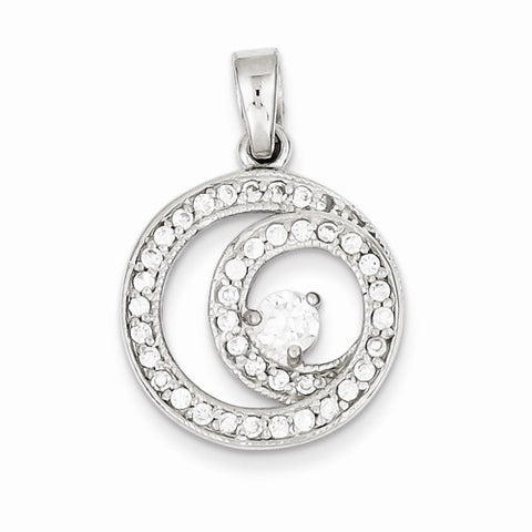 Sterling Silver Circle CZ pendant, Charm