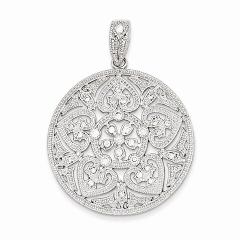 Sterling Silver Big Round Pave CZ Pendant, Pendants for Necklace