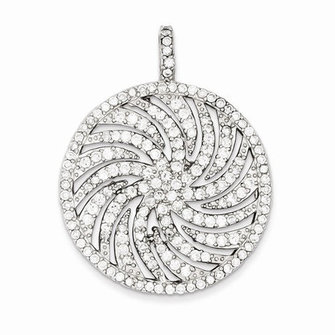 Sterling Silver CZ Large Circle Swirl Pendant, Pendants for Necklace