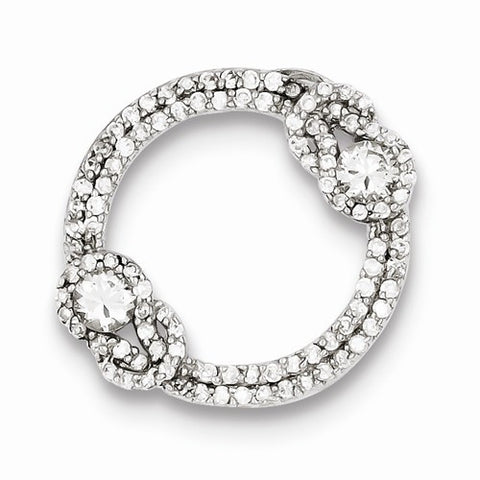 Sterling Silver CZ Knot Circle Slide Pendant, Pendants for Necklace