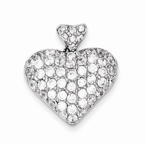 Sterling Silver CZ Puffed Heart Pendant, Pendants for Necklace