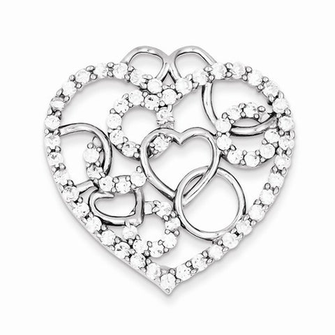 Sterling Silver Heart & Circles CZ Pendant, Pendants for Necklace