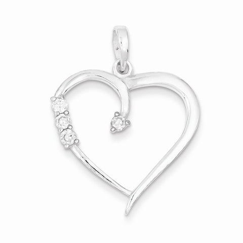 Sterling Silver & CZ Polished Heart pendant, Adorable Pendants for Necklace