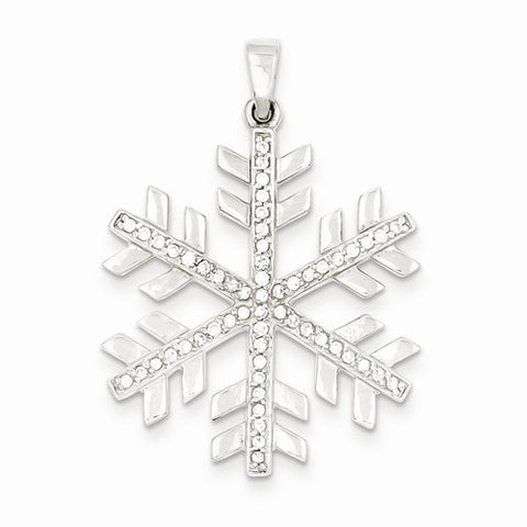 Sterling Silver & CZ Polished Snowflake Pendant, Pendants for Necklace