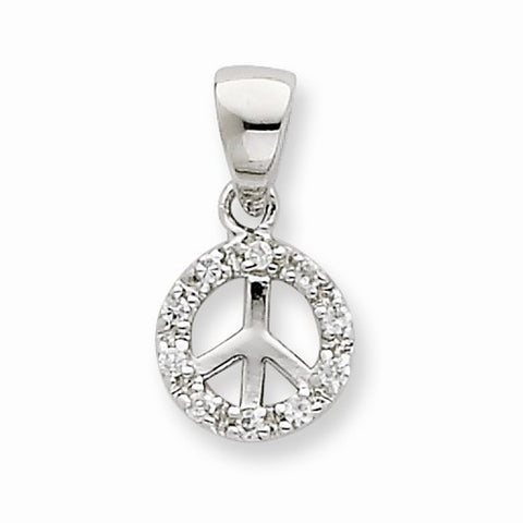 Sterling Silver Small CZ Peace Pendant, Pendants for Necklace