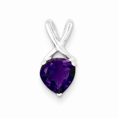 Sterling Silver Polished Amethyst Fancy Pendant, Pendants for Necklace
