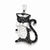 Sterling Silver Black & White CZ Cool Cat Pendant, Pendants for Necklace