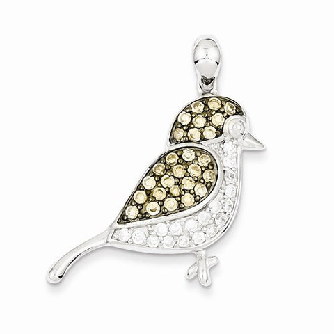 Sterling Silver Clear & Champagne CZ Bird Pendant, Pendants for Necklace