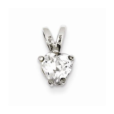 Sterling Silver Heart CZ Pendant, Charm