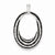 Sterling Silver Black and White CZ Open Oval Fancy Pendant, Pendants for Necklace