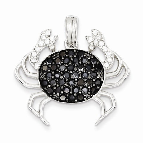 Sterling Silver Black & White CZ Crab Pendant, Pendants for Necklace