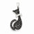 Sterling Silver Black & White CZ Cat with Bow Pendant, Pendants for Necklace