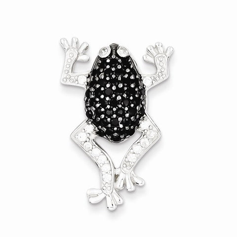Sterling Silver Black & White CZ Frog Pendant, Pendants for Necklace