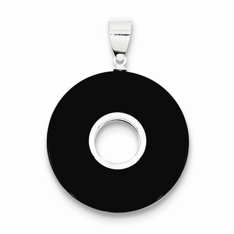 Sterling Silver Round Black Onyx Polished Pendant, Pendants for Necklace