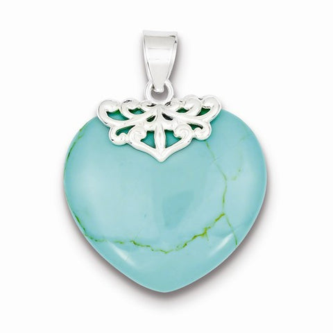 Sterling Silver Turquoise Heart Stone Pendant, Pendants for Necklace