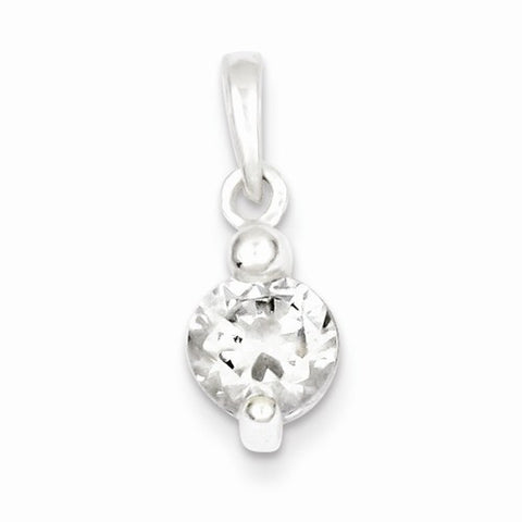 Sterling Silver Polished CZ Fancy Pendant, Pendants for Necklace