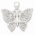 Sterling Silver Polished & Textured Butterfly Pendant, Pendants for Necklace