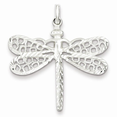 Sterling Silver Diamond-Cut Dragonfly Pendant, Pendants for Necklace