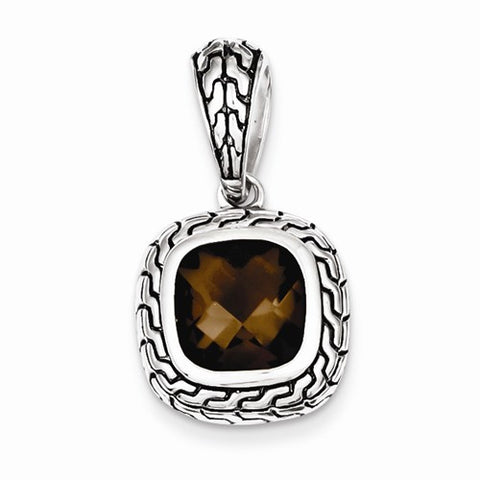 Sterling Silver Antiqued Brown CZ Pendant, Pendants for Necklace