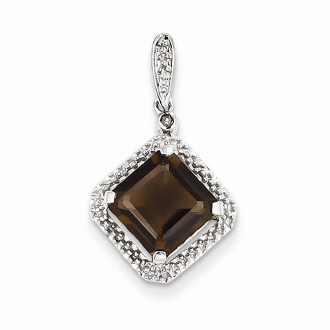 Sterling Silver Diamond & Smokey Quartz pendant, Dazzling Pendants for Necklace