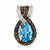 Sterling Silver Light Swiss Blue Topaz and Smokey Quartz & Diamond pendant, Delightful Pendants for Necklace