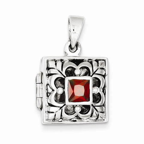 Sterling Silver Garnet Locket