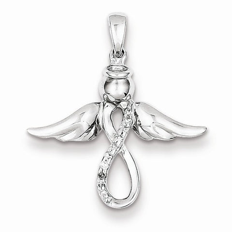 Sterling Silver Diamond Angel pendant, Charm