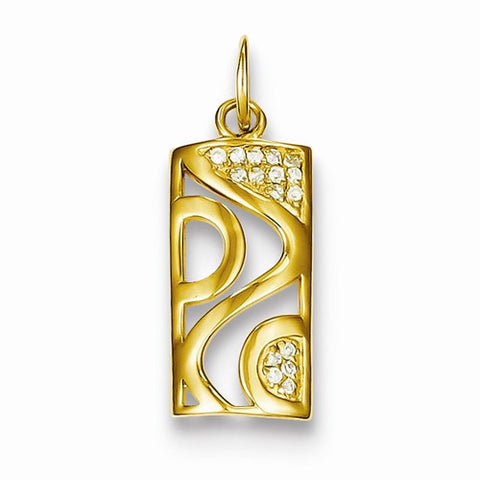 Sterling Silver Gold Plated CZ Rectangle Pendant, Pendants for Necklace