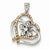 Sterling Silver Flash Gold Plated Pink & Clear CZ Heart Flower Pendant, Pendants for Necklace