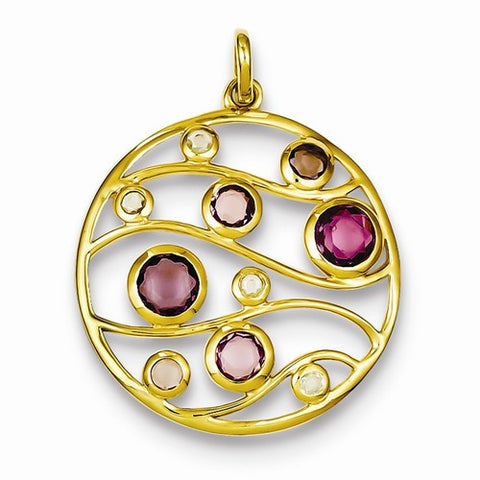 Sterling Silver Gold Plated CZ & Glass pendant, Lovely Pendants for Necklace