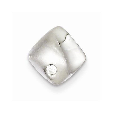 Sterling Silver Rhodium Plated CZ Square Slide Pendant, Pendants for Necklace