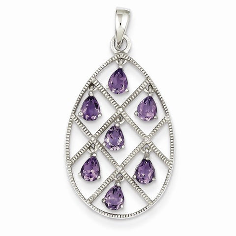 Sterling Silver Amethyst Teardrop Pendant, Pendants for Necklace