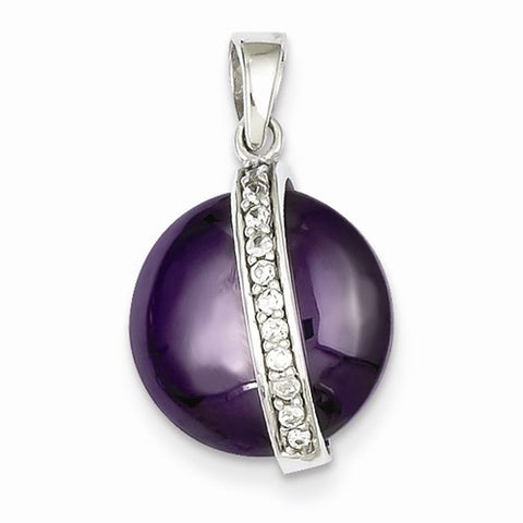 Sterling Silver Amethyst CZ Pendant, Pendants for Necklace