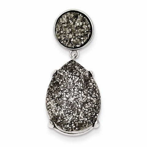 Sterling Silver and Gray Druzy Slide Pendant, Pendants for Necklace