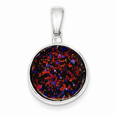 Sterling Silver and Purple Druzy Round Pendant, Pendants for Necklace