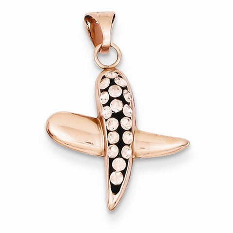 Sterling Silver Pink Ceramic Rose Swarovski Elements X Pendant, Pendants for Necklace