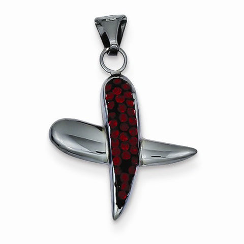 Sterling Silver Black Ceramic Red Swarovski Elements X Pendant, Pendants for Necklace