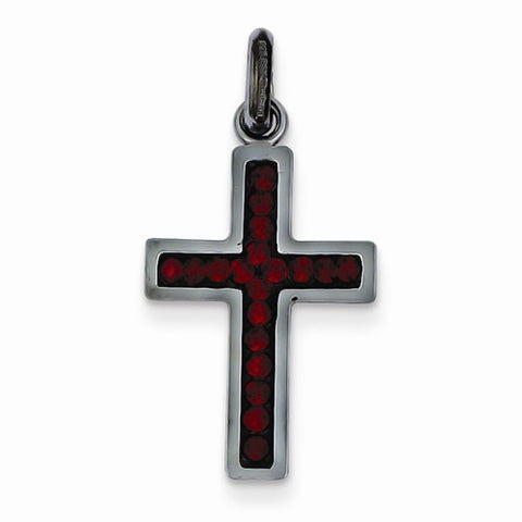 Sterling Silver Black Ceramic Red Swarovski Elements Cross pendant, Appealing Pendants for Necklace