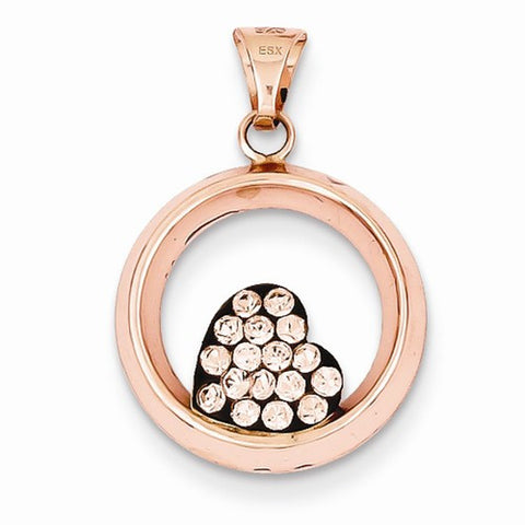 Sterling Silver Pink Ceramic Swarovski Elements Heart Circle Pendant, Pendants for Necklace