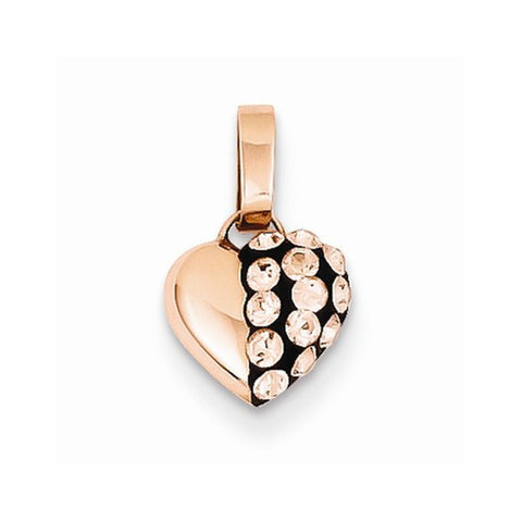 Sterling Silver Pink Ceramic Rose Swarovski Elements Heart pendant, Dazzling Pendants for Necklace