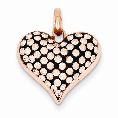 Sterling Silver Pink Ceramic Rose Swarovski Elements Heart pendant, Delightful Pendants for Necklace