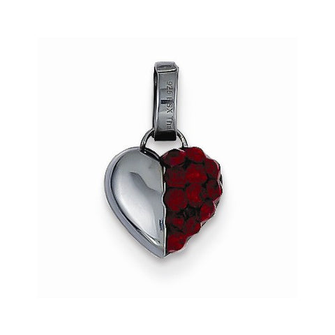 Sterling Silver Black Ceramic Red Swarovski Elements Heart pendant, Exquisite Pendants for Necklace