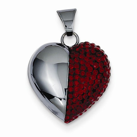 Sterling Silver Black Ceramic Red Swarovski Elements Heart pendant, Fine Pendants for Necklace