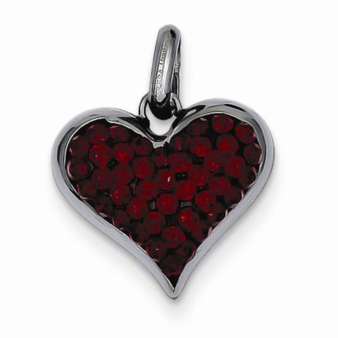 Sterling Silver Black Ceramic Red Swarovski Elements Heart pendant, Pendants for Necklace