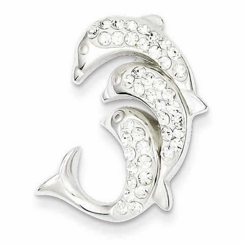 Sterling Silver Stellux Crystal Triple Dolphin Pendant, Pendants for Necklace