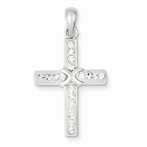 Sterling Silver Stellux Crystal and White Cross pendant, Delightful Pendants for Necklace
