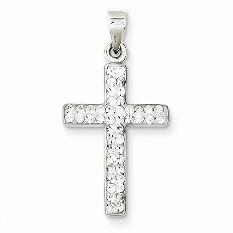 Sterling Silver Rhodium Plated Stellux Crystal Cross pendant, Exquisite Pendants for Necklace